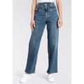 Gerade Jeans HERRLICHER "Baggy Straight Recycled Denim" Gr. 32, Länge 34, blau (harborblue) Damen Jeans Gerade