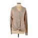 SO Cardigan Sweater: Tan Color Block Sweaters & Sweatshirts - Women's Size 2X-Large