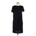 Tickled Teal Casual Dress - DropWaist Crew Neck Short sleeves: Black Print Dresses - Women's Size Medium