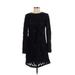 Adelyn Rae Casual Dress - Mini High Neck Long sleeves: Black Print Dresses - Women's Size Small