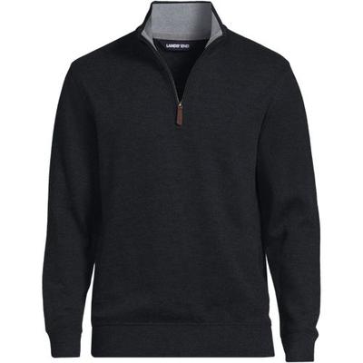 Brushed Rib Half Zip Jumper, Men, size: 34-36, regular, Black, Cotton, by Lands' End