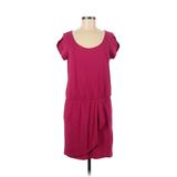 Banana Republic Factory Store Casual Dress - Popover Scoop Neck Short Sleeve: Pink Solid Dresses - Women's Size Medium