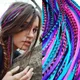 MISScalls EEN-Extensions de Cheveux Synthétiques en Plumes Colorées pour Femme Fibre Haute