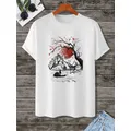 T-shirt imprimé de style japonais pour hommes t-shirts à manches courtes à col rond t-shirts