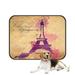 ABPHQTO Elegance Ink Splash Of Eiffel Tower And Calligraphy Pet Dog Cat Bed Pee Pads Mat Cushion Potty Dogs Blankets Crate Bed Kennel 25x30 inch