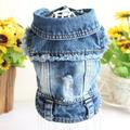 Pet Dog Cat Blue Denim Jeans Jacket Coat Vest