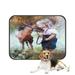 ECZJNT Oil Painting Little Girl Pony Countryside Pet Dog Cat Bed Pee Pads Mat Cushion Potty Dogsblankets Crate Bed Kennel 14x18 inch