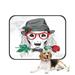 ABPHQTO Dog Cocker Spaniel Elegant Gray Hat Glasses Red Rose Pet Dog Cat Bed Pee Pads Mat Cushion Potty Dogsblankets Crate Bed Kennel 25x30 inch