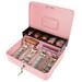 Cash Box with Money Tray and Lock Money Box for Cash Cash Box with Lock 11.80 x 9.40 x 3.54 Pink