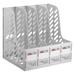 Uxcell Collapsible Magazine File Holder 4 Vertical Compartment Sturdy Desktop Organizer Grey
