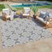 Licensed Disney Mickey Mouse Transitional Medallion Grey/ Ivory Flatweave Indoor/ Outdoor Area Rug