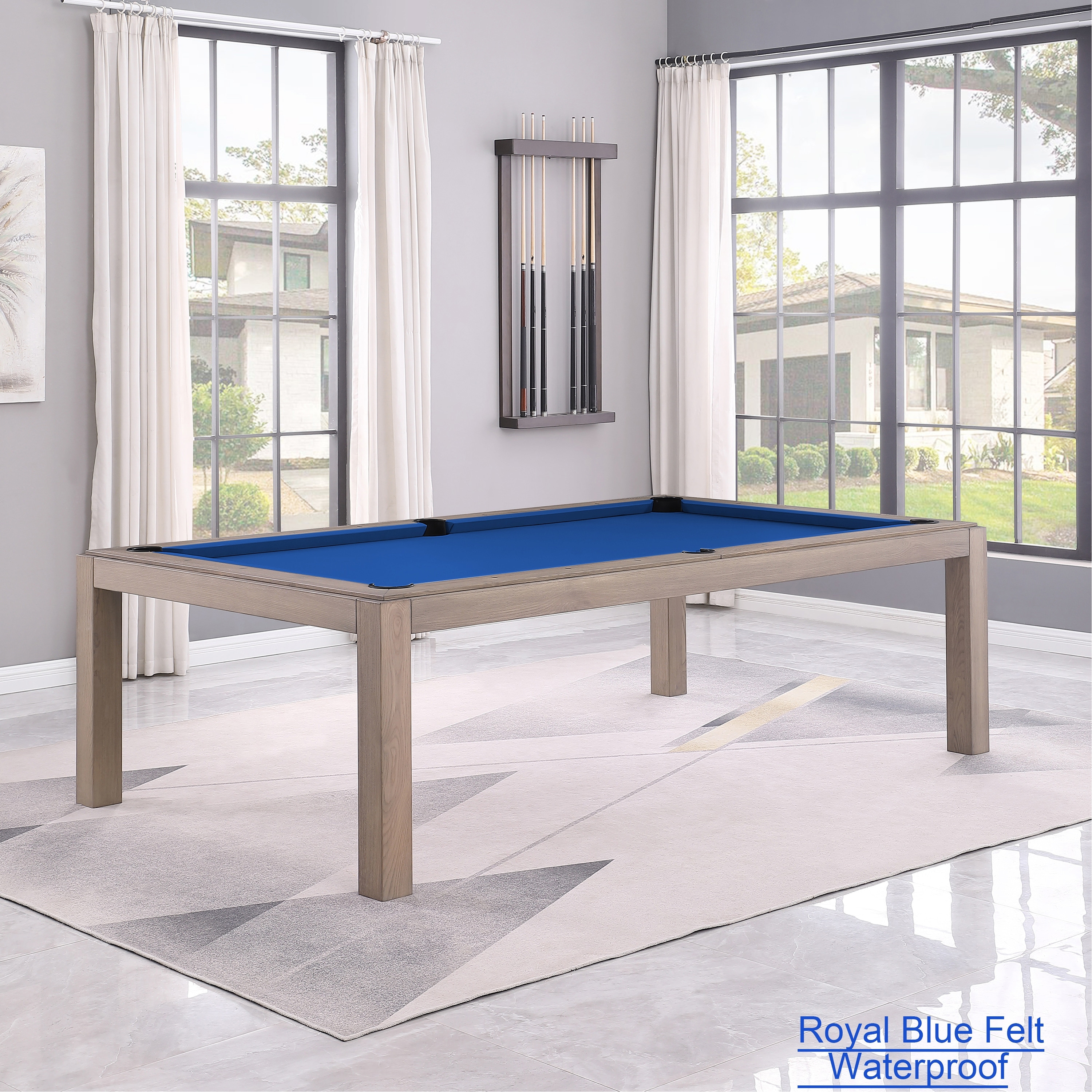Olivia GreyWash Ash 8ft Billiard Slate Pool Table with dining top