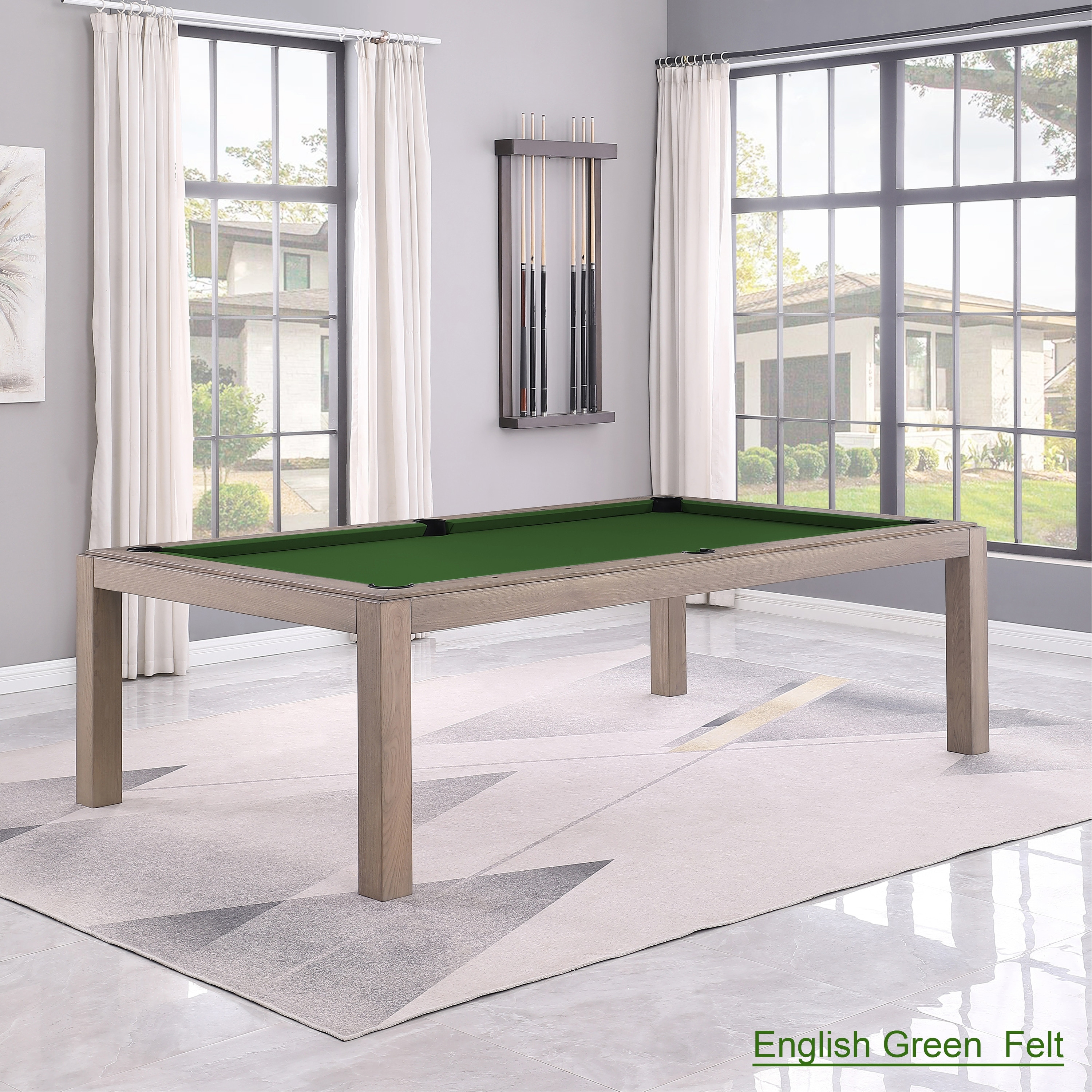 Olivia GreyWash Ash 8ft Billiard Slate Pool Table with dining top