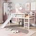 Twin size Low Loft Bed with Slide & Ladder, Solid Wood Slats Support, Classic Safey Rail, Adorable Kids' Bedroom Furniture