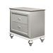 Champagne Wood Contemporary Nightstand with Crystal-like Trim, Textured Front, and Multiple Storage Drawers