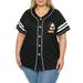 Disney Mickey Mouse Black Baseball Jersey Shirt Button Down Women s Plus Size