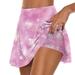 Mlqidk Women s Golf Skirts Build In Shorts Golf Skort High Waisted Sport Athletic Running Activewear Pink XXL