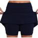 FAKKDUK Flowy Athletic Shorts for Women Running Girls Two Piece Pleated Quick-Drying Comfy Shorts Ladies Tennis Skirt Sports Skirt Shorts Womens Skirt Shorts for Summer Casual XXXL&Navy