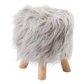 Mercer41 12.5" Wide Round Footstool Ottoman Faux Fur/Fur in Gray/Brown | 13.25 H x 12.5 W x 12.5 D in | Wayfair 705D515C474141638131A3AA7C9C4864