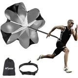 Running Speed Training 56 inch Speed Training Resistance Parachute Umbrella Running Chute & Fitness Explosive Power Training (Black)