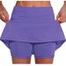 FAKKDUK Flowy Athletic Shorts for Women Running Girls Two Piece Pleated Quick-Drying Comfy Shorts Ladies Tennis Skirt Sports Skirt Shorts Womens Skirt Shorts for Summer Casual XXL&Purple