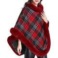 CoCopeaunts Women\â€˜s Shawl Wraps Warm Faux Fur Trim Poncho Cape Stylish Cloak Cape Sweater Coat For Winter