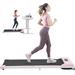 2 in 1 Folding Treadmill 2.5HP Under Desk Electric Treadmill with Bluetooth Speaker Remote Control and LED Display Walking Jogging Running Machine Fitness Equipment for Home Gym Office Pink