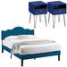 House of Hampton® Giljunka Bedroom Set Upholstered/Metal in Blue | 47 H x 54.3 W x 78 D in | Wayfair D5760E1200BE4E1B8F215FD43441F7A2