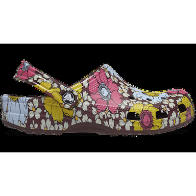 Crocs Dark Cherry / Multi Classic Retro Floral Clog Shoes