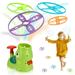 Flying Disc Launcher Toy Parachute Toys for Kids Flying Saucer Launch Toy Set with 8 Flying Saucers 2 Net Pockets Fun Outdoor or Indoor Toys for Kids Age 4 5 6 7 8 9 10 11 12 Years Old-Green
