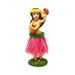 Hawaiian Hula Girl with Uli Uli Flowers Dancing Dashboard Doll with Red Skirt from Hawaii 6.5