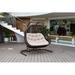 Sol Living Double Swing Chair w/ Stand & Cushion Outside Swing Chair Hammock Egg Chair in Black/Brown/Gray | 70 H x 68 W x 45 D in | Wayfair