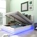 Full-Size Upholstered Platform Bed with LED Lights and Charging USB Port