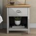 Solid Wood One Drawer Nightstand Side Table with Oak Top,Gray