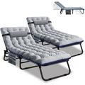 Slsy 2 Pack Folding Chaise Lounge Chair 5-Position Folding Cot Heavy Duty Patio Chaise Lounges for Outside Poolside Beach Lawn Camping