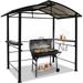 8 x 5 Grill Gazebo Canopy Double Tiered Outdoor BBQ Gazebo Easy to Install Grill Gazebo Shelter for Patio and Outdoor Backyard BBQ s (Black)
