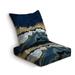 Outdoor Deep Seat Cushion Set abstract blue agate with golden veins white marble fake Back Seat Lounge Chair Conversation Cushion for Patio Furniture Replacement Seating Cushion