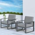 Cozyhom 3 Pcs Outdoor Patio Furniture Sets Aluminum Patio Chairs Conversation Set With Coffee Table With Removable Water-Resistant Cushions Gray