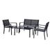 Cterwk Outdoor Garden Patio Conversation Set Poolside Lawn Chairs with Glass Coffee Table Porch Furniture Black