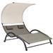 vidaXL Double Sunlounger Patio Outdoor Lounge Chair with Canopy Textilene