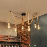 Spherical Cage Rope 6/10-Lights Brown Pendant Lighting Fixture