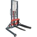 Pake Handling Tools Long Fork Manual Pallet Stacker Hand/Foot Pump Lift Truck Hydraulic Lift with Adjustable Fork and Straddle Legs 2200 lbs Capacity Lift Height 63 Fork 45.27 L Leg 49.2 W
