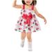 Herrnalise Toddler Baby Girl Summer Dress Sleeveless Ruffle Straps A Line Halter Floral Print Pullover bowknot Beach Dress One Piece Outfits Pleated Short Dresses(1-4Y)Hot Pink