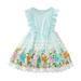 Tosmy Toddler Girl Dress Summer Ruffle Crew Neck Sleeveless Floral Embroidery Print Lace Hem Dress Princess Dress Party Dresses