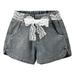 Fashion Shorts For Girls Toddler Bowknot Lace Belt Shorts Denim Shorts Kids Casual Shorts For 2-3 Years