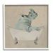 Stupell Industries Beige Rhinoceros Bathtub Wildlife Animals & Insects Painting White Framed Art Print Wall Art