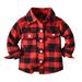 IBTOM CASTLE Toddler Kids Boys Girls Plaid Flannel Shirt Jacket Long Sleeve Lapel Button Down Pocketed Shirts Regular Fit Casual Fall Winter Coat 2-3 Years Red + Black