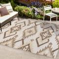 Sumak High-Low Pile Neutral Diamond Kilim Brown/Ivory 8 ft. x 10 ft. Indoor/Outdoor Area Rug