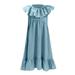 Tosmy Kids Toddler Baby Girls Clothes Spring Summer Solid Cotton Ruffle Sleeveless Princess Dress Party Dresses