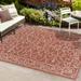 Charleston Vintage Filigree Textured Weave Red/Beige 9 ft. x 12 ft. Indoor/Outdoor Area Rug